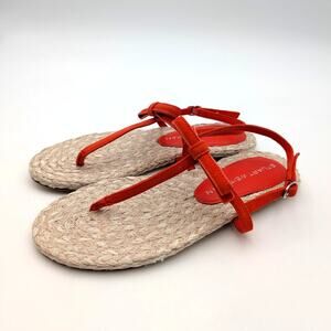 Stuart Weitzman Felicity Espadrille Flat Sandals Natural/Orange Size US6.5B EU37